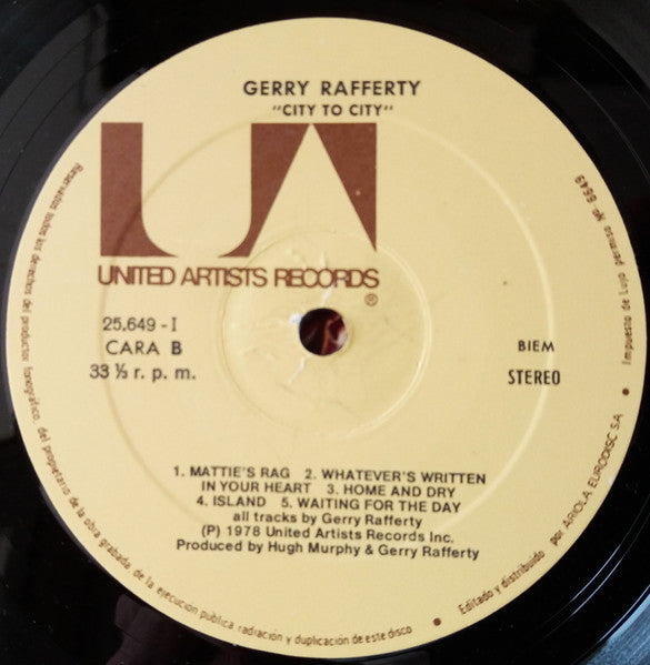Gerry Rafferty : City To City (LP, Album, RE)