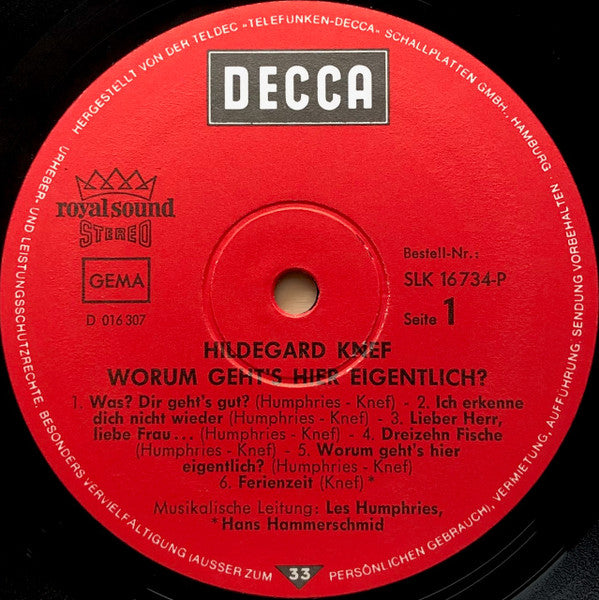 Hilde Knef* : Worum Geht's Hier Eigentlich? (LP, Album)