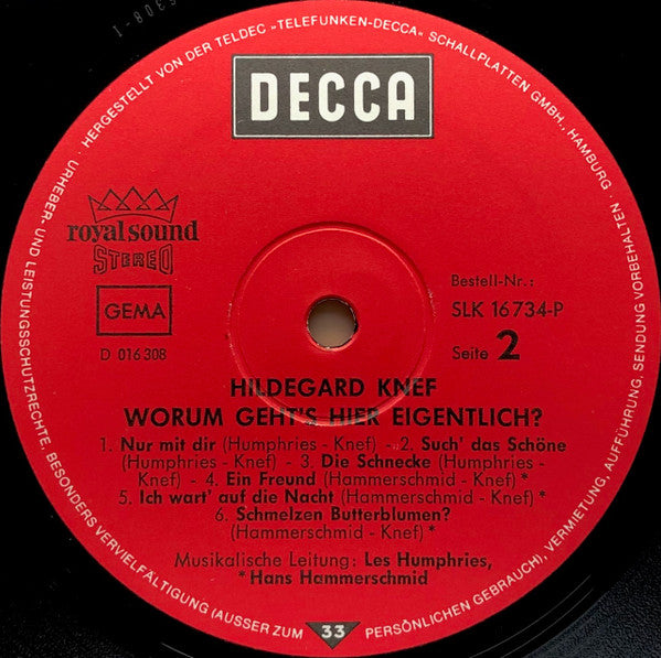 Hilde Knef* : Worum Geht's Hier Eigentlich? (LP, Album)