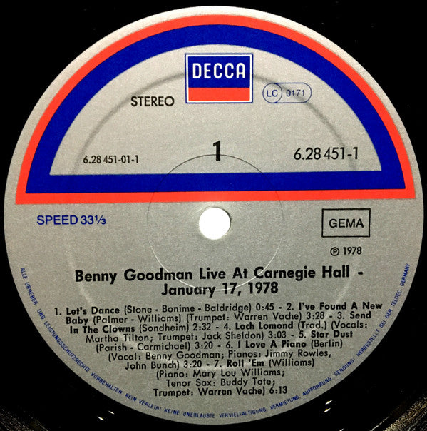 Benny Goodman : Live At Carnegie Hall 40th Anniversary Concert (2xLP)