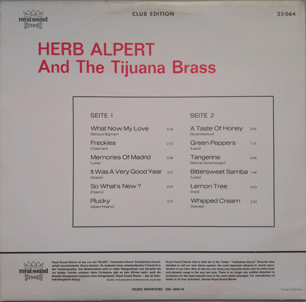 Herb Alpert & The Tijuana Brass : Same (LP, Album, Club)