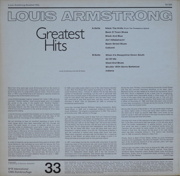 Louis Armstrong : Greatest Hits (LP, Comp, Club)