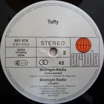 Taffy : I Love My Radio (Midnight Radio) (12", Maxi)