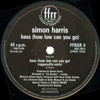 Simon Harris : Bass (How Low Can You Go) (Ragamuffin & Streets Ahead Remixes) (12", Single)