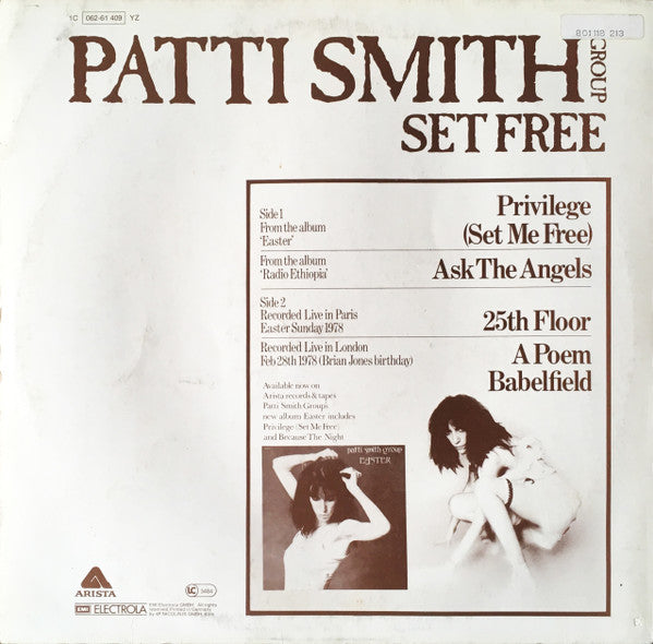Patti Smith Group : Set Free (12", EP)