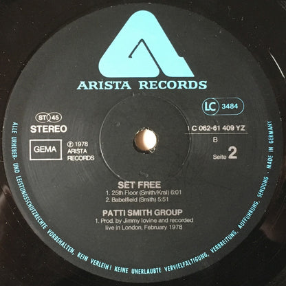 Patti Smith Group : Set Free (12", EP)