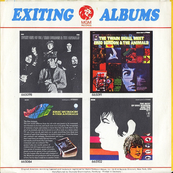 Eric Burdon And The Animals* : Ring Of Fire / I'm An Animal (7", Single)