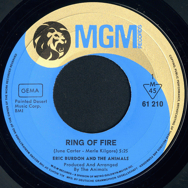 Eric Burdon And The Animals* : Ring Of Fire / I'm An Animal (7", Single)