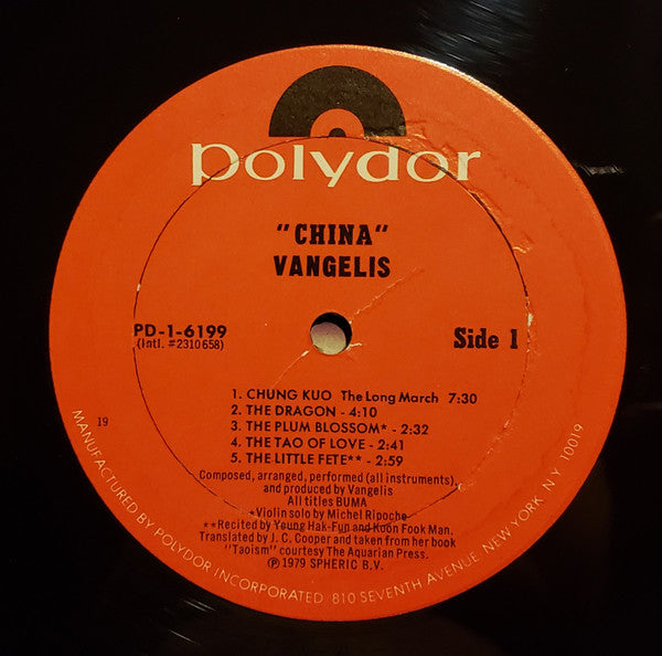 Vangelis : China = 中國 (LP, Album, 19,)