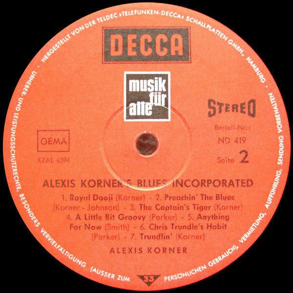 Alexis Korner's Blues Incorporated* : Alexis Korner's Blues Incorporated (LP, RE)