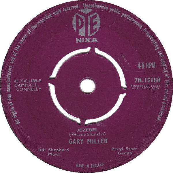 Gary Miller (2) : The Railroad Song/ Jezebel (7", Single)
