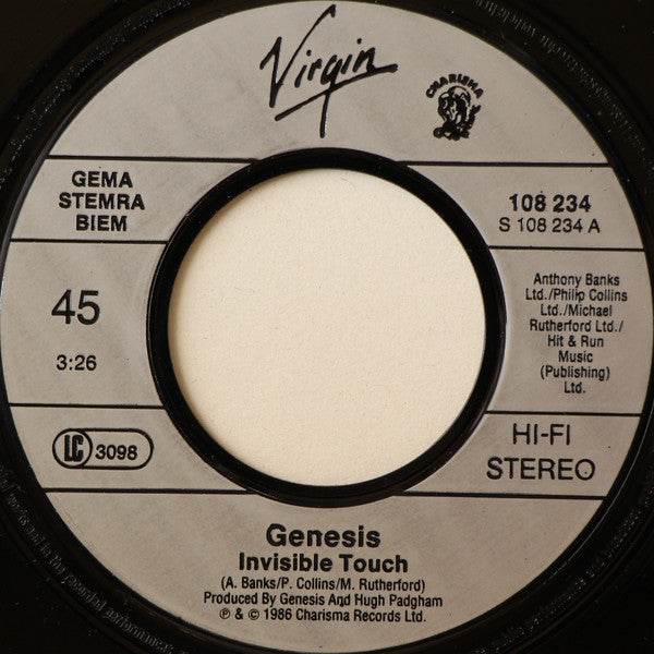 Genesis : Invisible Touch (7", Single)