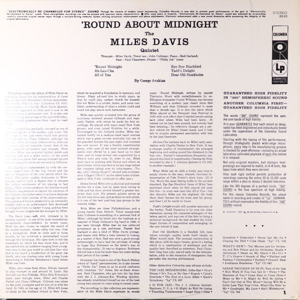 Miles Davis : 'Round About Midnight (LP, Album, RE, Car)
