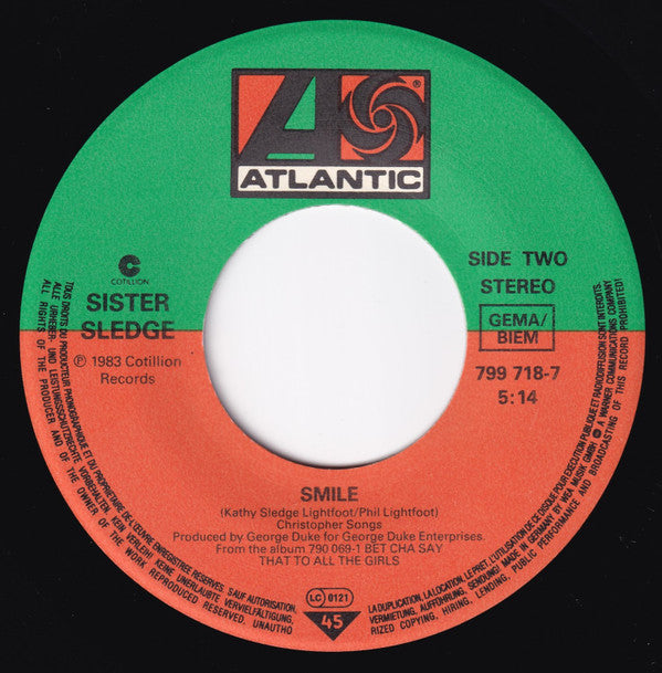 Sister Sledge : Lost In Music (7", Single)