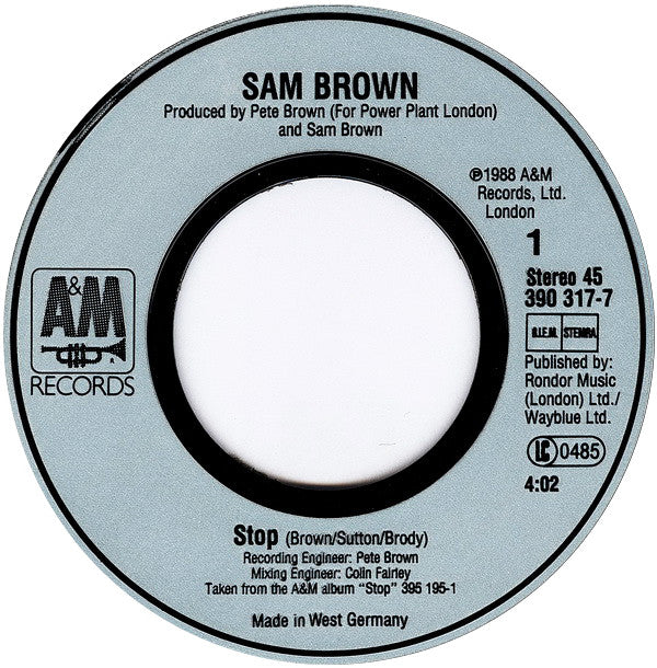 Sam Brown : Stop! (7", Single)
