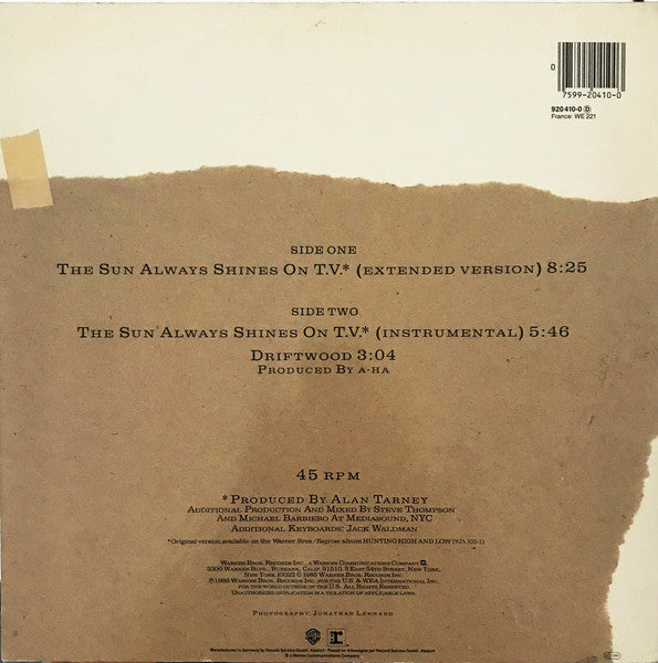 a-ha : The Sun Always Shines On T.V. (12", Maxi)