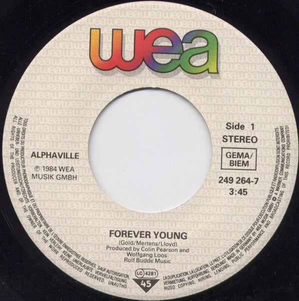 Alphaville : Forever Young   (7", Single)