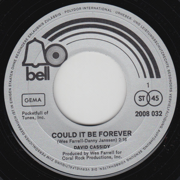 David Cassidy : Could It Be Forever / Blind Hope (7", Single)
