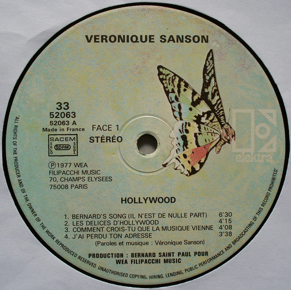 Véronique Sanson : Hollywood (LP, Album, C.I)