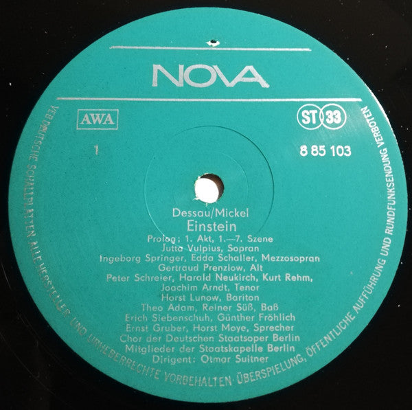 Paul Dessau / Karl Mickel - Theo Adam, Peter Schreier, Reiner Süß, Chor der Deutschen Oper Berlin, Staatskapelle Berlin, Otmar Suitner : Einstein (2xLP)