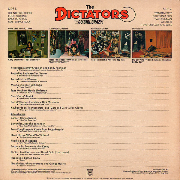 The Dictators : Go Girl Crazy! (LP, Album, Ter)