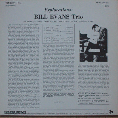 Bill Evans Trio* : Explorations (LP, Album, RE)