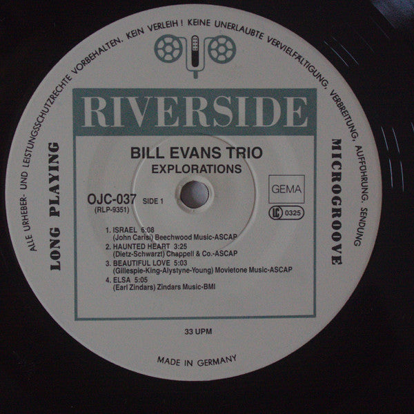 Bill Evans Trio* : Explorations (LP, Album, RE)