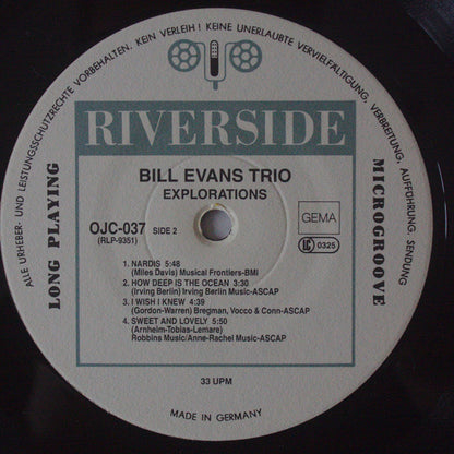 Bill Evans Trio* : Explorations (LP, Album, RE)
