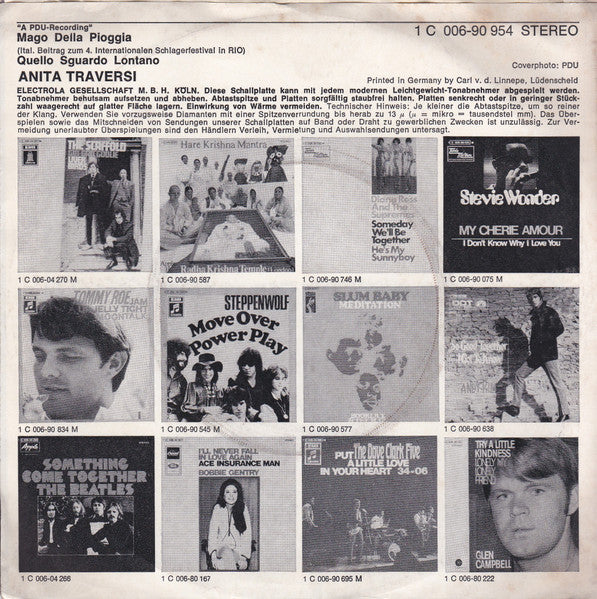Anita Traversi : Mago Della Pioggia / Quello Sguardo Lontano (7")