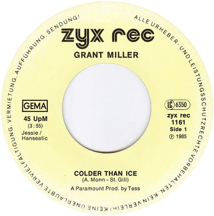 Grant Miller : Colder Than Ice / Red For Love (7", Single)