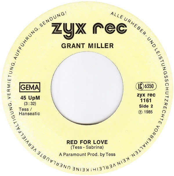 Grant Miller : Colder Than Ice / Red For Love (7", Single)