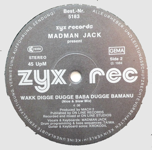 Madman Jack : Wakk Digge Dugge Baba Dugge Bamanu (12")
