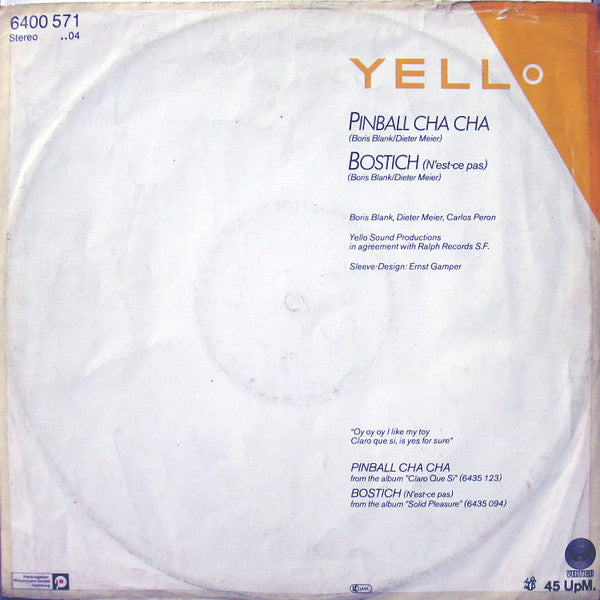 Yello : Pinball Cha Cha / Bostich (N'est-Ce Pas) (12", Maxi)