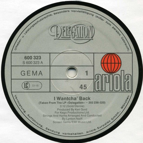 Delegation : I Wantcha' Back / 12th House (12", Single)