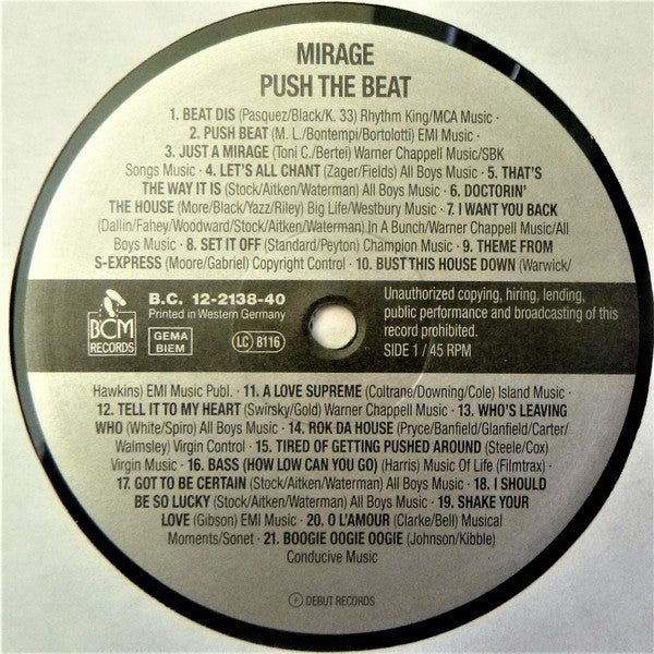 Mirage (12) : Push The Beat (12", P/Mixed)