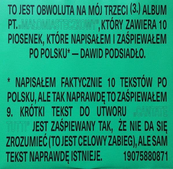 Dawid Podsiadło : Małomiasteczkowy (LP, Album, Whi)
