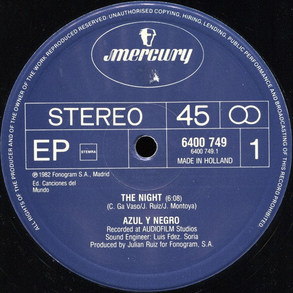 Azul Y Negro : La Noche (12", Maxi)