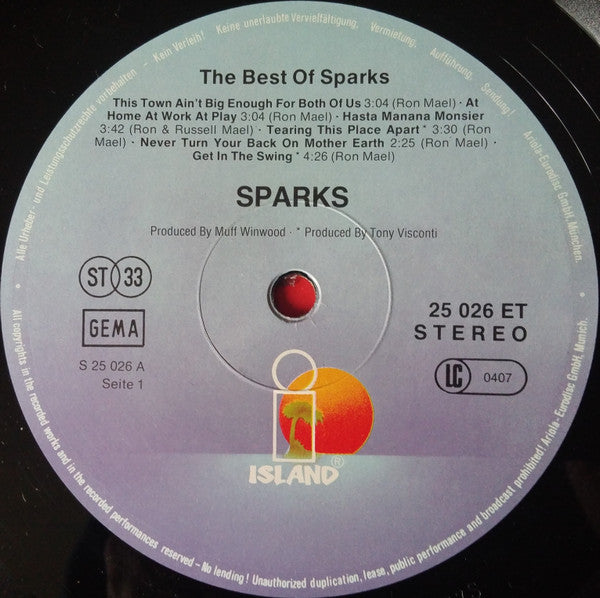 Sparks : The Best Of Sparks (LP, Comp)