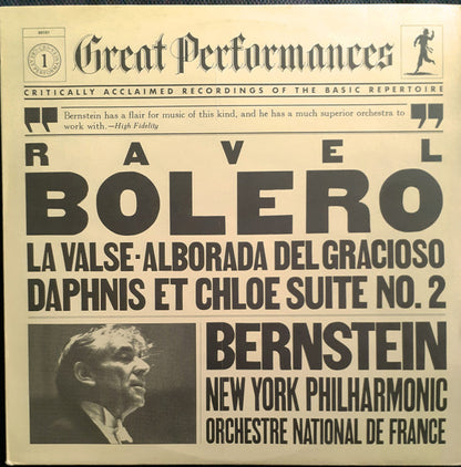 Bernstein* conducting the New York Philharmonic and the Orchestre National De France / Ravel* : Bolero / La Valse / Alborada Del Gracioso / Daphnis Et Chloe Suite No. 2 (LP, Comp)
