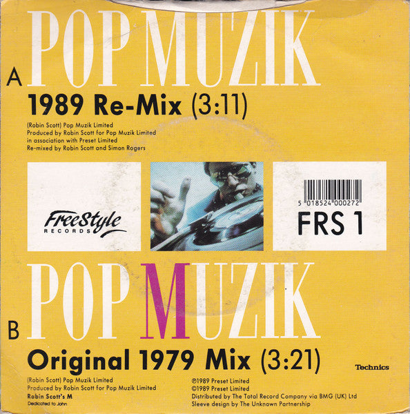 Robin Scott's M* : Pop Muzik (1989 Re-Mix) (7", Single)