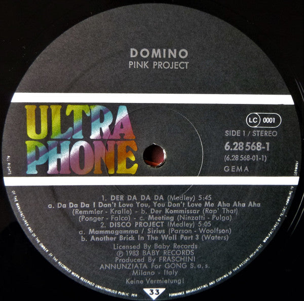 Pink Project : Domino (2xLP, Album, Die)