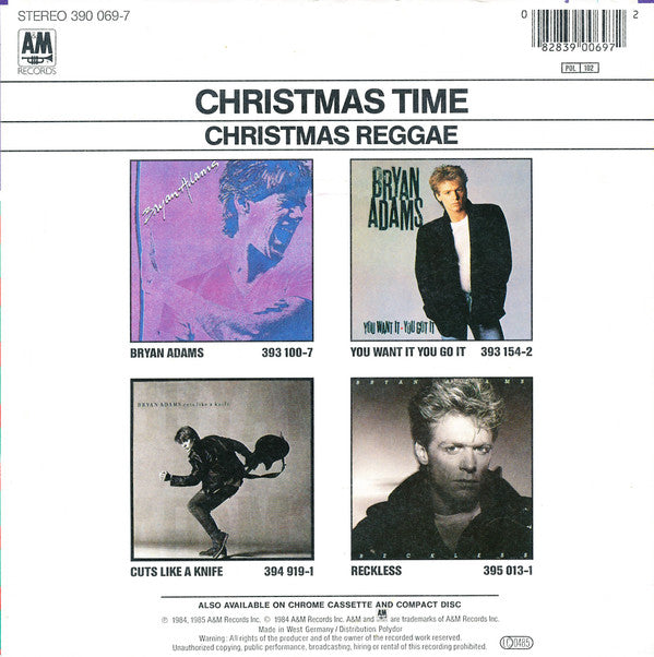 Bryan Adams : Christmas Time (7", Single)