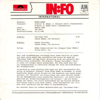 Bryan Adams : Christmas Time (7", Single)