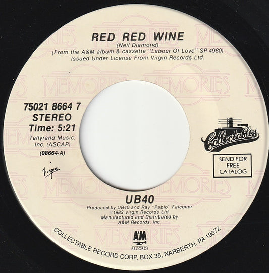 UB40 : Red Red Wine / I Got You Babe (7")