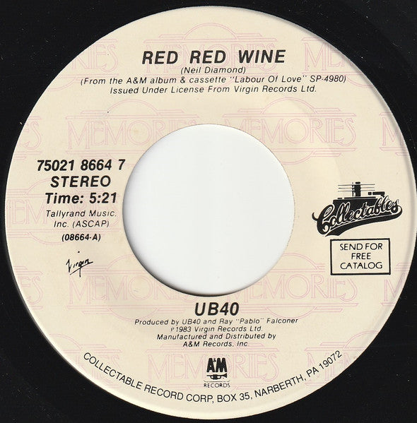 UB40 : Red Red Wine / I Got You Babe (7")