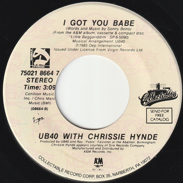 UB40 : Red Red Wine / I Got You Babe (7")