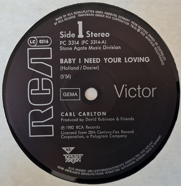 Carl Carlton : Baby I Need Your Loving (12", Maxi)