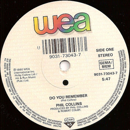Phil Collins : Do You Remember? (7", Single, Sol)