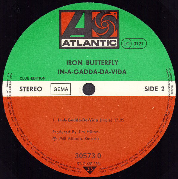 Iron Butterfly : In-A-Gadda-Da-Vida (LP, Album, Club, RE)