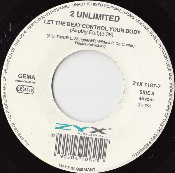 2 Unlimited : Let The Beat Control Your Body (7", Single)